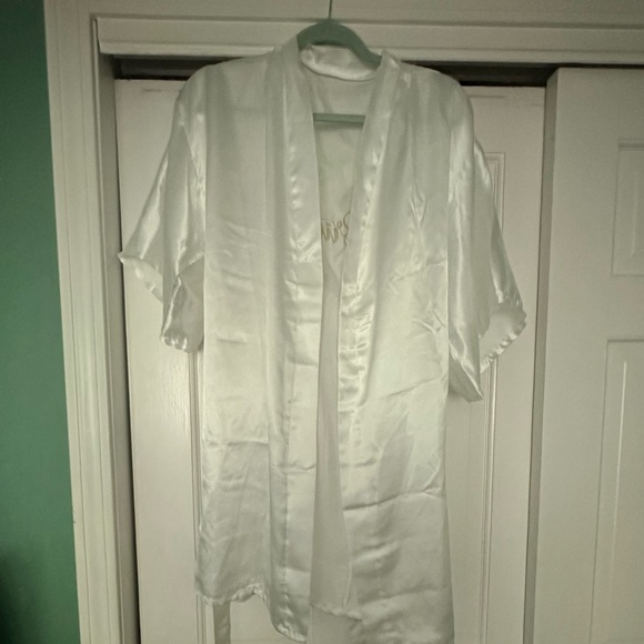 White Satin Bride Robe - Picture 3 of 5